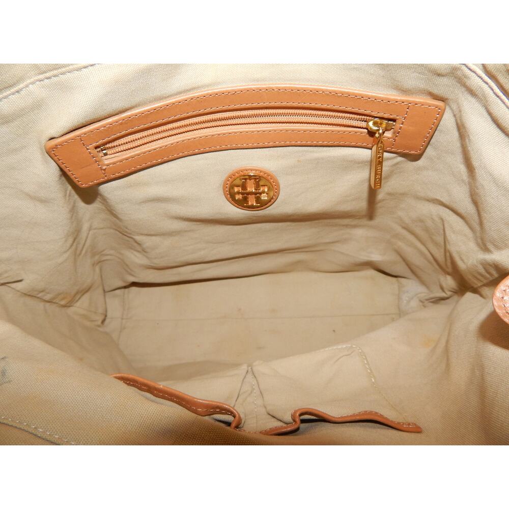 Tory Burch Tan Orange Coated Leather Tote Handbag - Picture 5 of 14